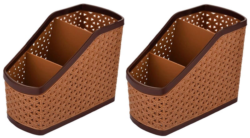 Kuber Industries Compact 2 Piece Plastic Storage Basket, Light Brown, Standard (CTKTC05253) - Image 1