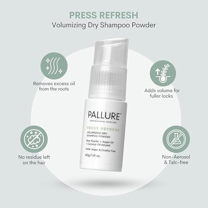 Pallure Press Refresh Volumizing Dry Shampoo Powder – Oil Absorbing, Adds Volume & Texture, No Residue, Hydrating, Non-Aerosol, Salon-Quality, 1.41 oz - Image 4