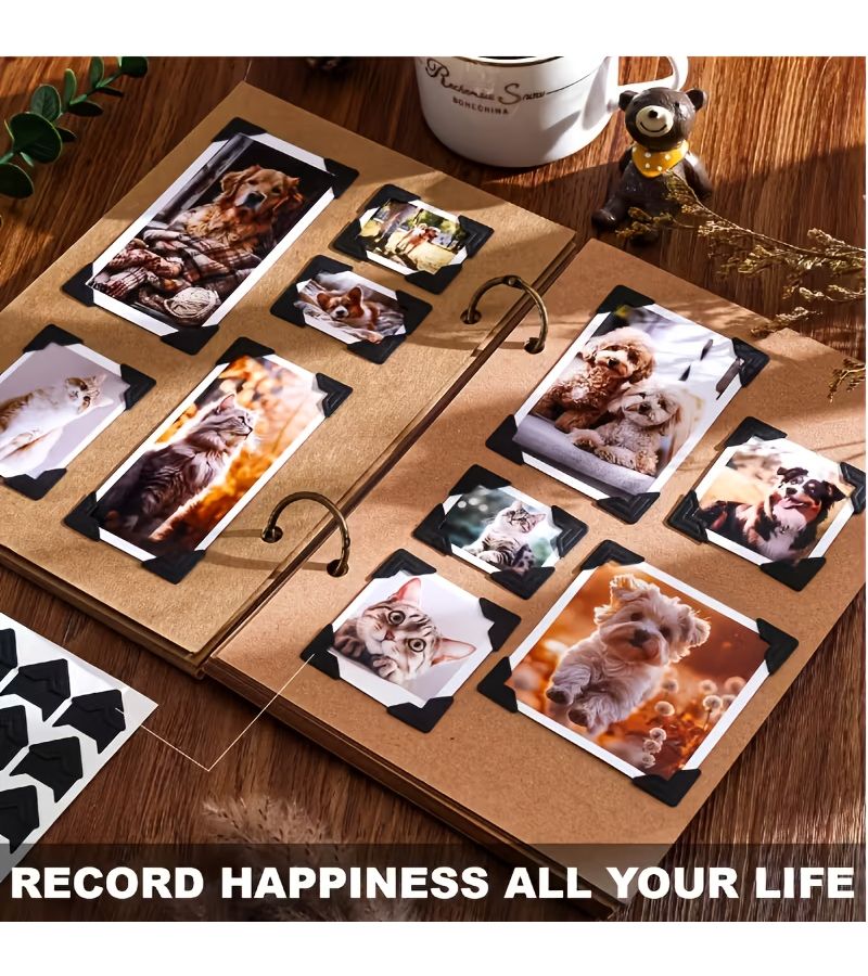 Self Adhesive Black Plastic Photo Corner Protectors 96 Pack for Scrapbook Albums Picture Security - Image 5