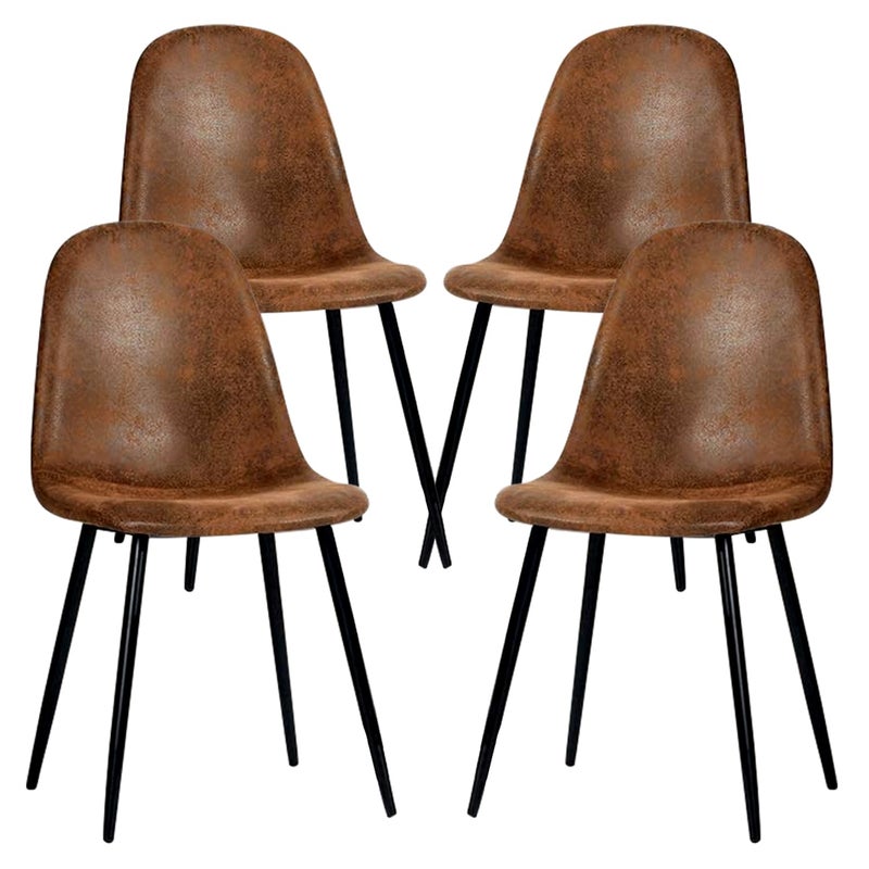 FurnitureR Dining Chairs Set of 4 Fabric Suede Dining Room Side Seating Kitchen Chairs with Metal Legs for Living RoomDark Brown