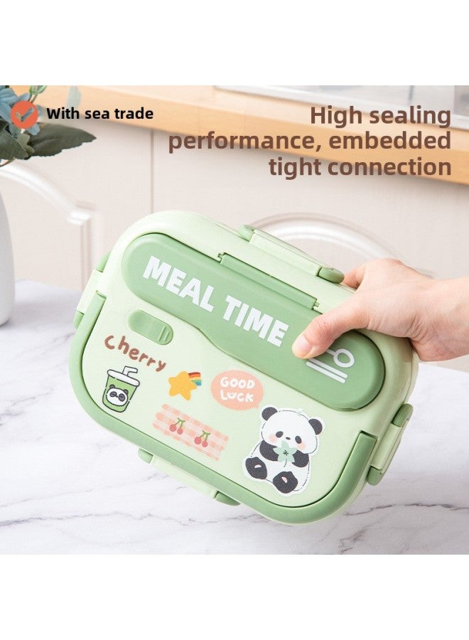 Lunch Box Microwave Oven Heating Special Picnic Box Office Workers With Meals Lunch Box With Lid Fresh-keeping Box Partition Lunch Box FF-Specifications:With Insulation Bag (white) + Tableware  Cream White-Color:Food Grade Pp Material  - Image 4