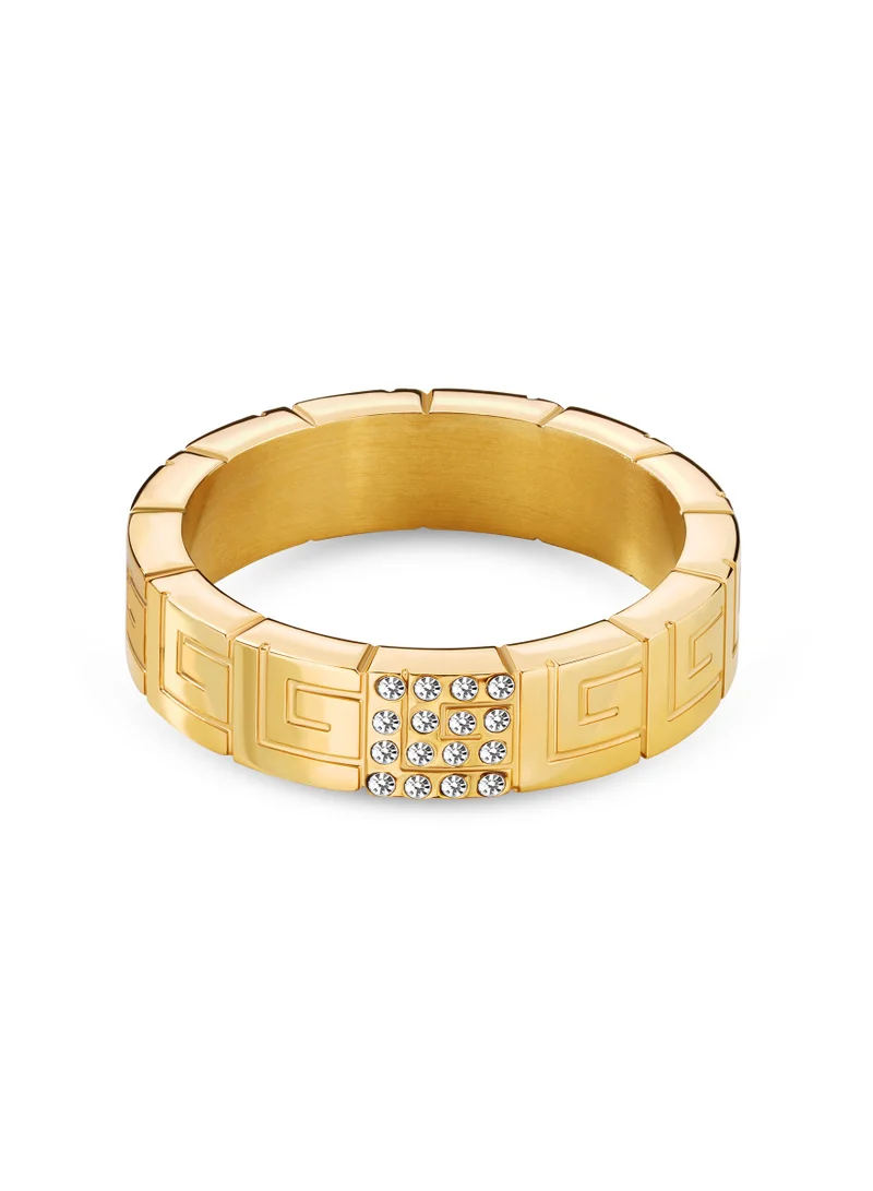 غاي لاروش Audrey Monogram Gold Plated Ring With Crystals 54 mm