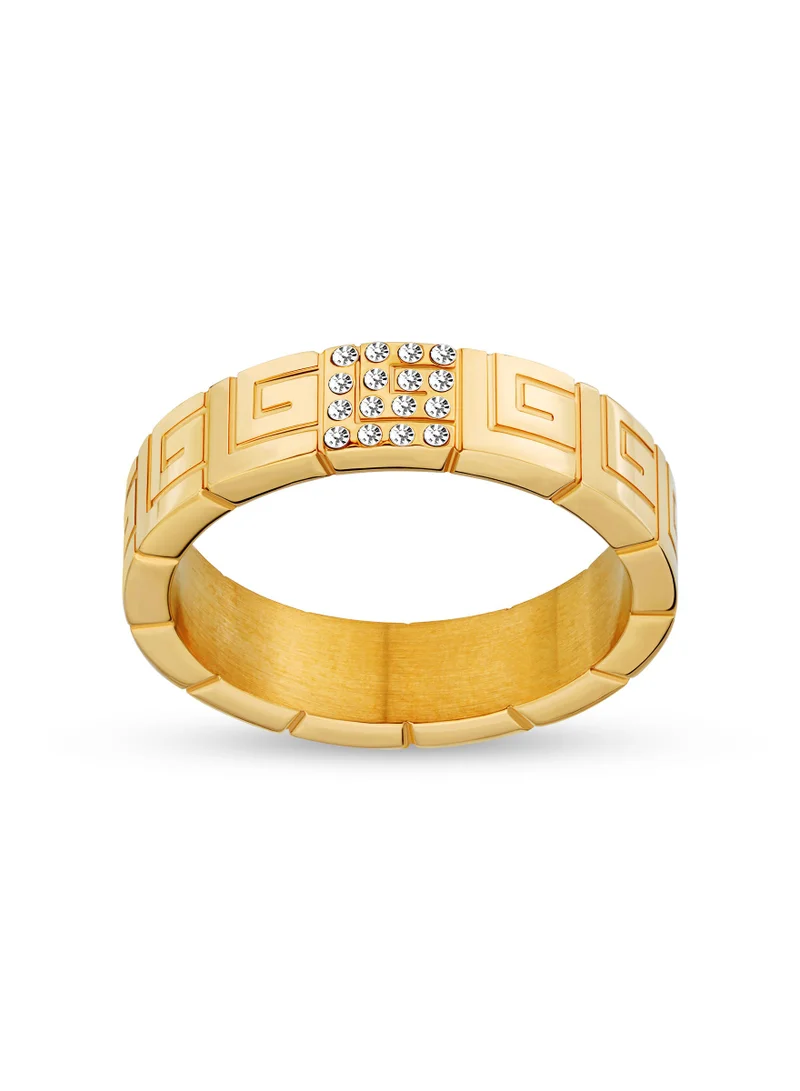 غاي لاروش Audrey Monogram Gold Plated Ring With Crystals 54 mm