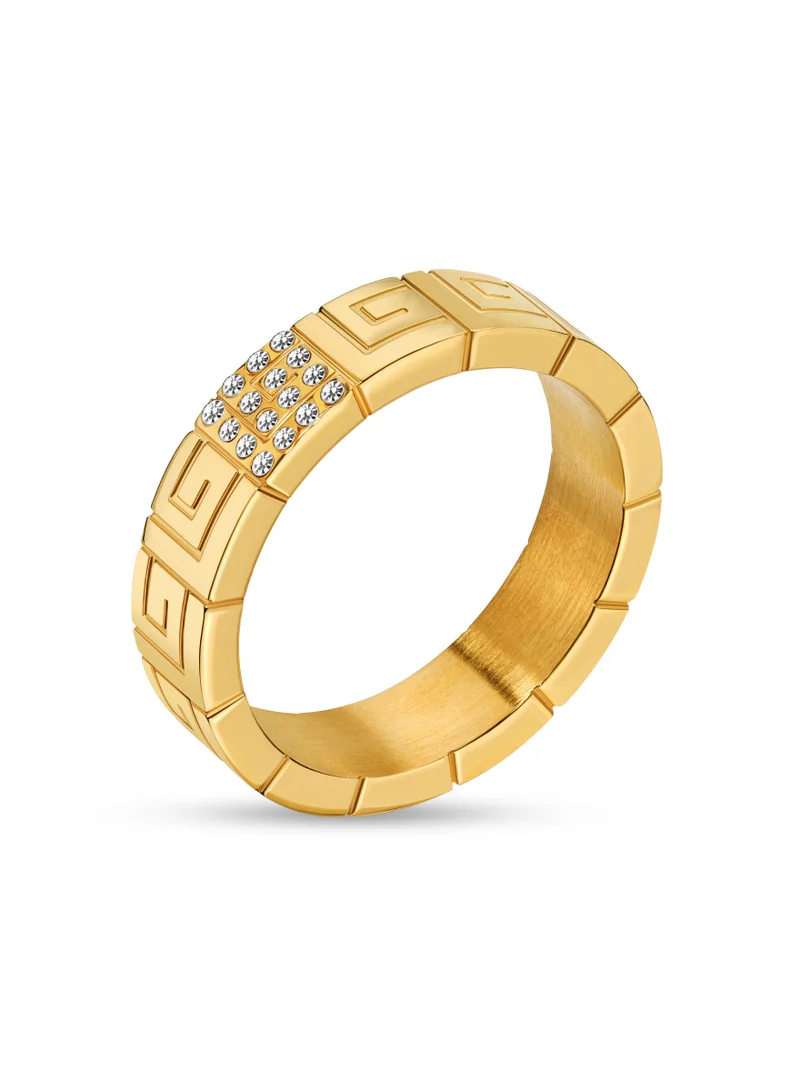 Guy Laroche  Audrey Monogram Gold Plated Ring With Crystals 54 mm for Women | Best Price UAE