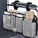 FINPAC Wheelchair Side Storage Bag wCup Holder Wheelchair Armrest Accessories Pouch with Pen Slot and Reflective Strips for Power Walkers Rollators Seniors Gray - Image 1
