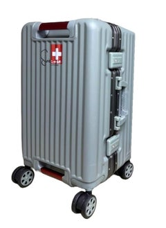 SWISSCASE SWISSCASE Carry On Luggage, Hardshell Two-Sided Handle PC, 20 Inches with Double Spinner Wheels, Aluminium Frame, BTL-E045 Grey  - Image 1