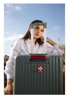 SWISSCASE SWISSCASE Carry On Luggage, Hardshell Two-Sided Handle PC, 20 Inches with Double Spinner Wheels, Aluminium Frame, BTL-E045 Grey  - Image 2