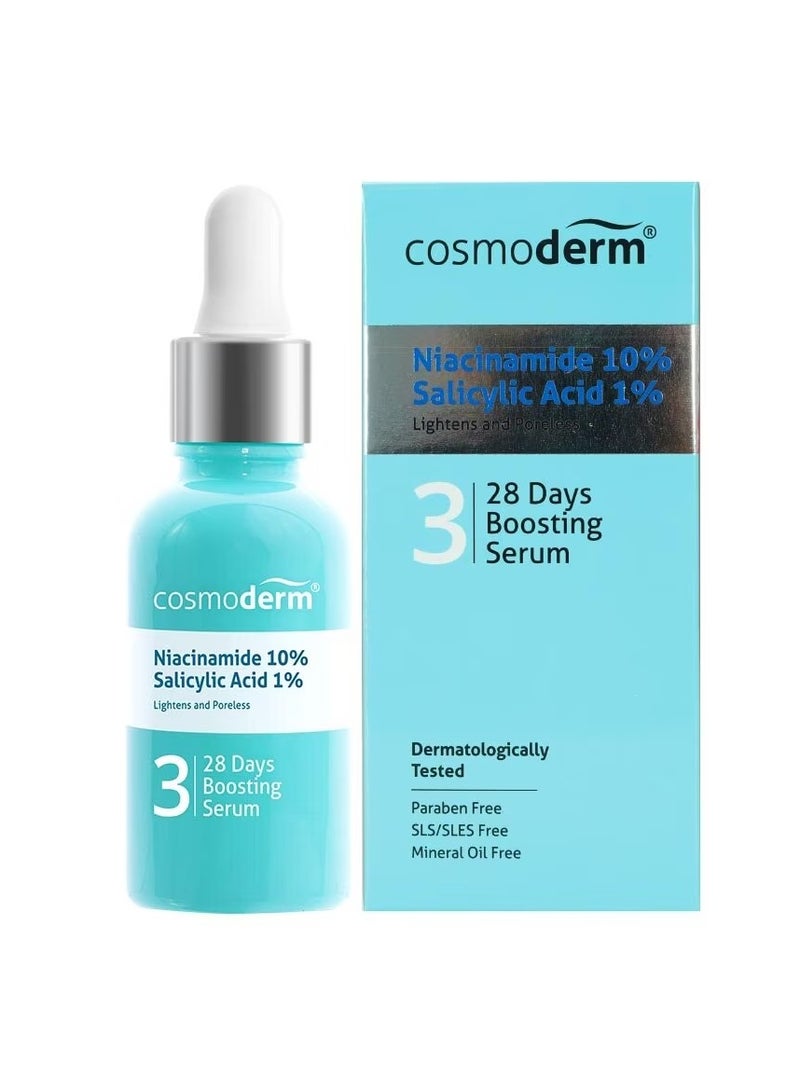 كوزموديرم نياسيناميد 10% حمض الساليسيليك 1% سيروم معزز لمدة 28 يومًا 30 مل - Image 1