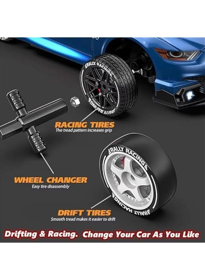 1:24 Scale RC Drift Car 4WD 2.4GHz 30KM/H High Speed Racing Sport Toy Car with LED Lights, Racing and Drift Wheels (8601-Red)