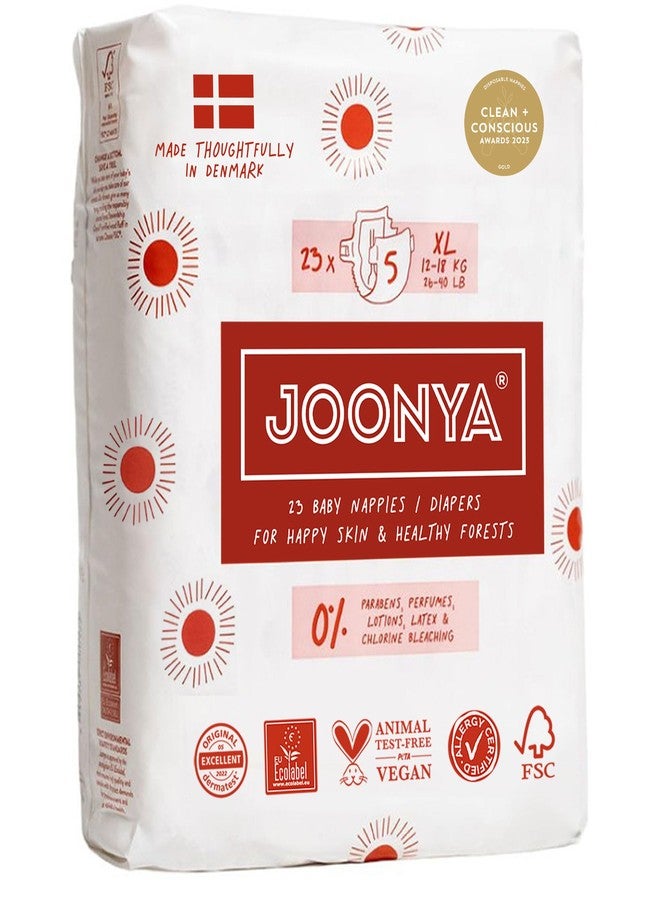 Joonya Baby Diapers, Size 5 XL (26-40 lb) - 1 Bag of 23 - New Range - NonToxic, Eco-Friendly, Ultra Slim, Overnight Use - Made in Denmark - Image 1