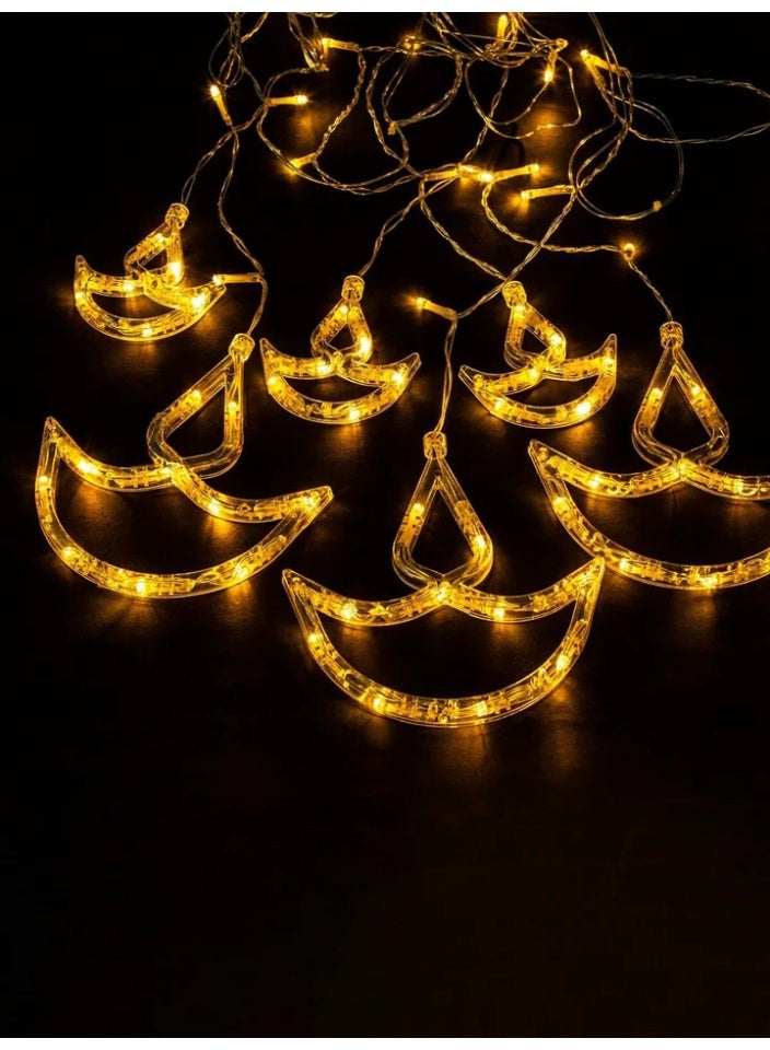 MODI Diwali Decor 2.5 Meter Diwali Light 96 LED Diwali Curtain String Lights – Warm White, 2.5M x 0.7M Waterproof IP44, 8 Modes, Outdoor/Indoor Patio Lights for Diwali, Home, Garden, Wedding, Party & Festival Decorations - Image 4