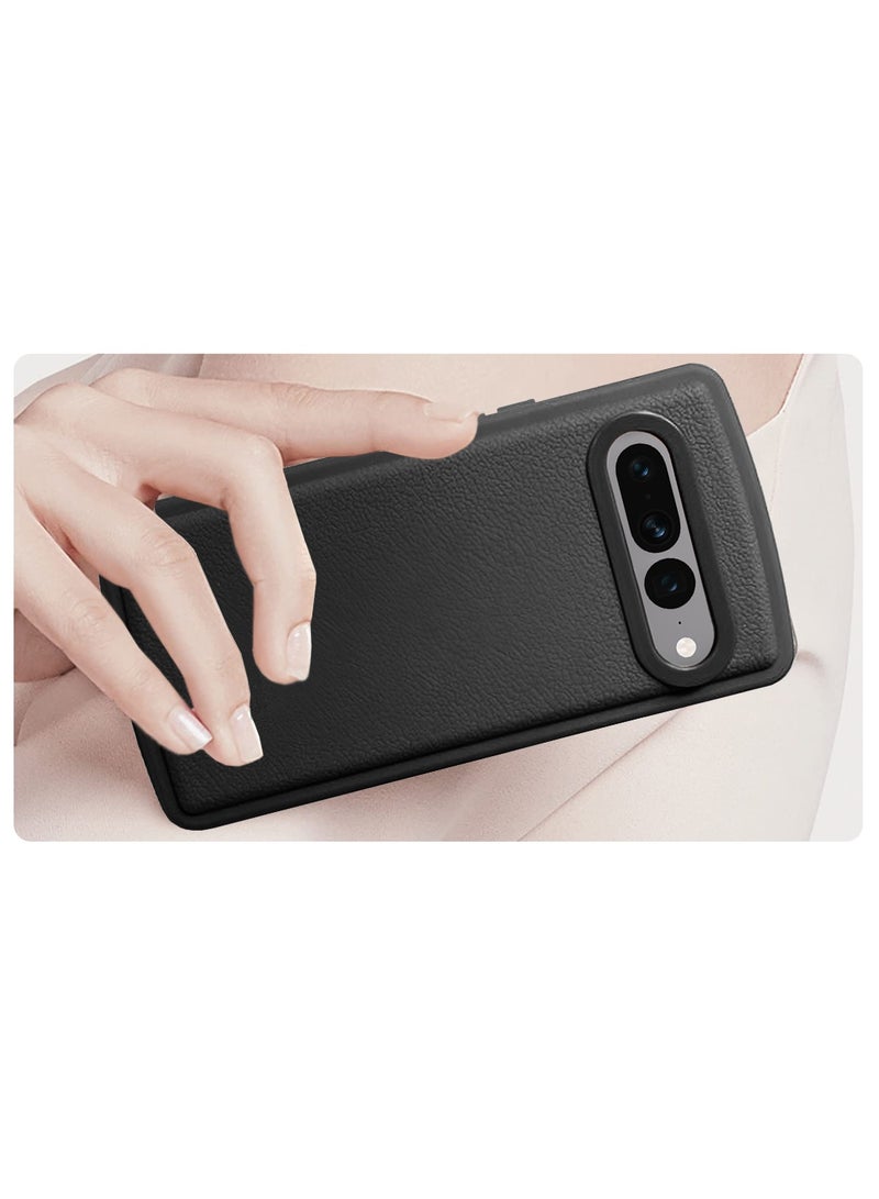 Wtech Google Pixel 7 Pro 5G 2024 High Quality Leather Texture Smooth Soft TPU Case Cover (MCFLSN) - Black - Image 3