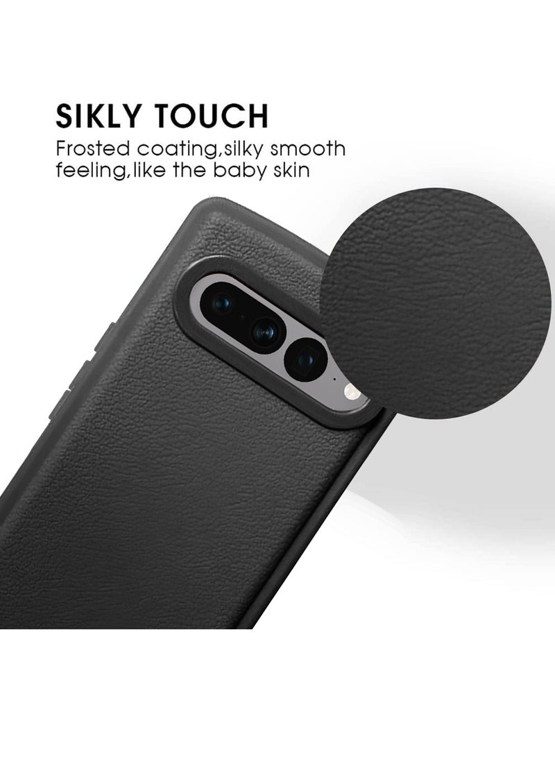 Wtech Google Pixel 7 Pro 5G 2024 High Quality Leather Texture Smooth Soft TPU Case Cover (MCFLSN) - Black - Image 4