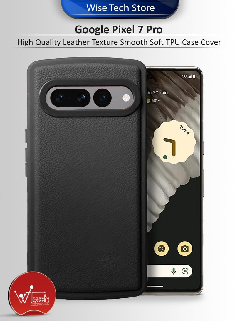 Wtech Google Pixel 7 Pro 5G 2024 High Quality Leather Texture Smooth Soft TPU Case Cover (MCFLSN) - Black - Image 1