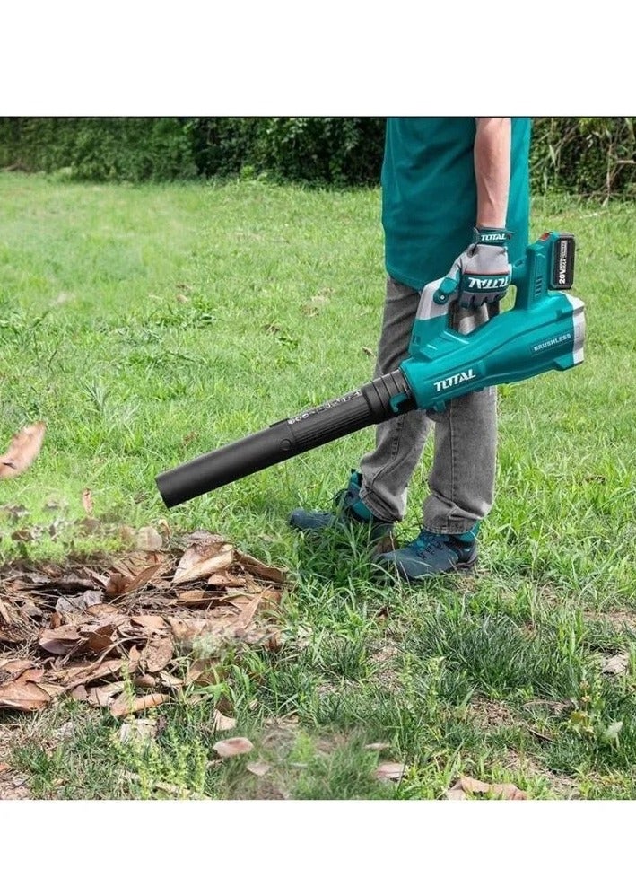 TOTAL Super Total 20V Lithium-Ion Cordless Leaf Blower - 15000 RPM, 8.5m³/min Air Volume, 115km/h Max Air Speed, Includes 2.0Ah Battery & Charger, Perfect for Home & Outdoor Cleanup TABLI203235  - Image 4