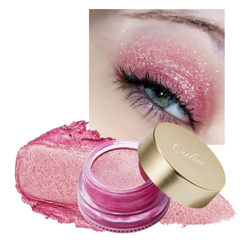 Oulac Cream Eyeshadow Glitter Pink Eyeshadow Holds Makeup For 12 Hours Waterproof and Sweatproof Crease Resistant Vegan 06g Pink Star 10 - Image 1