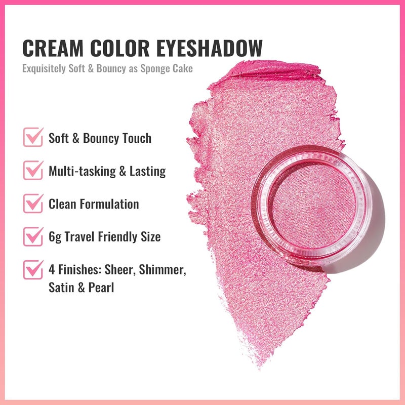 Oulac Cream Eyeshadow Glitter Pink Eyeshadow Holds Makeup For 12 Hours Waterproof and Sweatproof Crease Resistant Vegan 06g Pink Star 10 - Image 5
