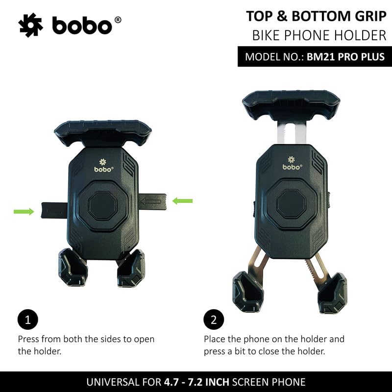 Bobo BM21 PRO Plus Top & Bottom Secure Grip with PRO Plus Vibration Damper Waterproof Bike/Motorcycle/Scooter Mobile Phone Holder Mount Ideal for Maps and GPS Navigation (Black) - Image 3