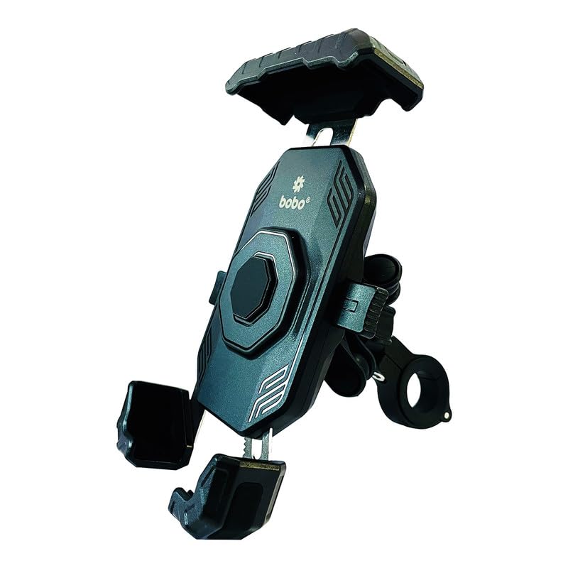 Bobo BM21 PRO Plus Top & Bottom Secure Grip with PRO Plus Vibration Damper Waterproof Bike/Motorcycle/Scooter Mobile Phone Holder Mount Ideal for Maps and GPS Navigation (Black) - Image 1