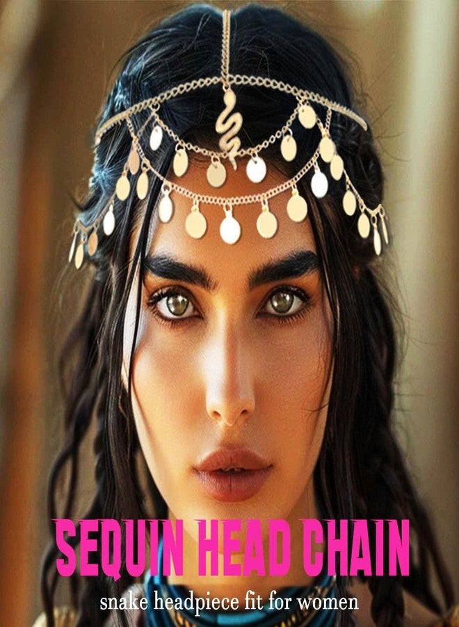 كيلشي سلسلة رأس ذهبية مرصعة بالترتر من كيلشاي، طوق رأس على شكل ثعبان، سلسلة شعر، زي تنكري للمهرجانات، عصابة رأس للنساء - Image 4