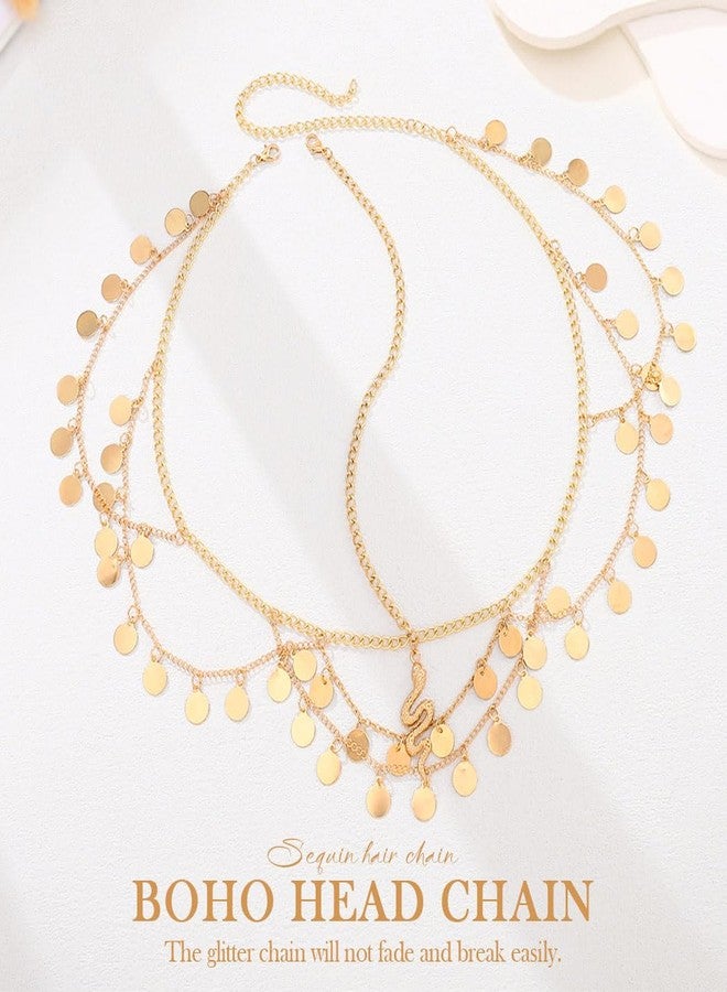 كيلشي سلسلة رأس ذهبية مرصعة بالترتر من كيلشاي، طوق رأس على شكل ثعبان، سلسلة شعر، زي تنكري للمهرجانات، عصابة رأس للنساء - Image 2