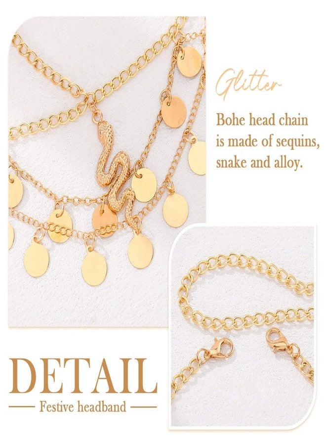 كيلشي سلسلة رأس ذهبية مرصعة بالترتر من كيلشاي، طوق رأس على شكل ثعبان، سلسلة شعر، زي تنكري للمهرجانات، عصابة رأس للنساء - Image 5