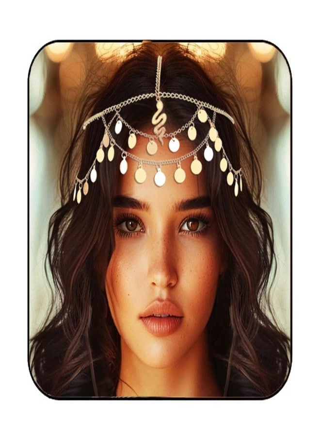 كيلشي سلسلة رأس ذهبية مرصعة بالترتر من كيلشاي، طوق رأس على شكل ثعبان، سلسلة شعر، زي تنكري للمهرجانات، عصابة رأس للنساء - Image 1