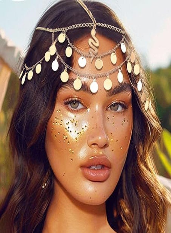 كيلشي سلسلة رأس ذهبية مرصعة بالترتر من كيلشاي، طوق رأس على شكل ثعبان، سلسلة شعر، زي تنكري للمهرجانات، عصابة رأس للنساء - Image 3