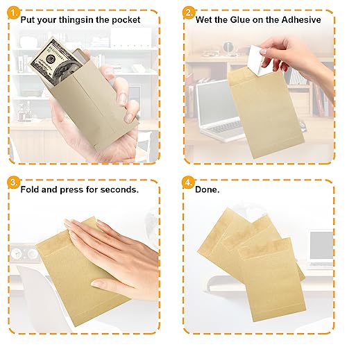 xflyxin 100 Pack Kraft Small Coin Envelopes, 3.23"4.53", Brown, Fully Sealed Seed Envelopes; Mini Envelopes for Office, Home, School - Image 4