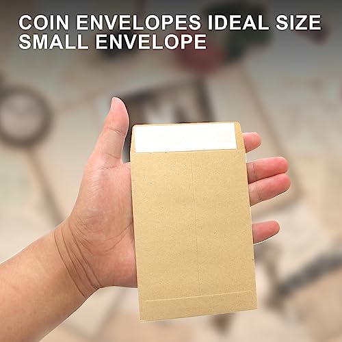xflyxin 100 Pack Kraft Small Coin Envelopes, 3.23"4.53", Brown, Fully Sealed Seed Envelopes; Mini Envelopes for Office, Home, School - Image 3