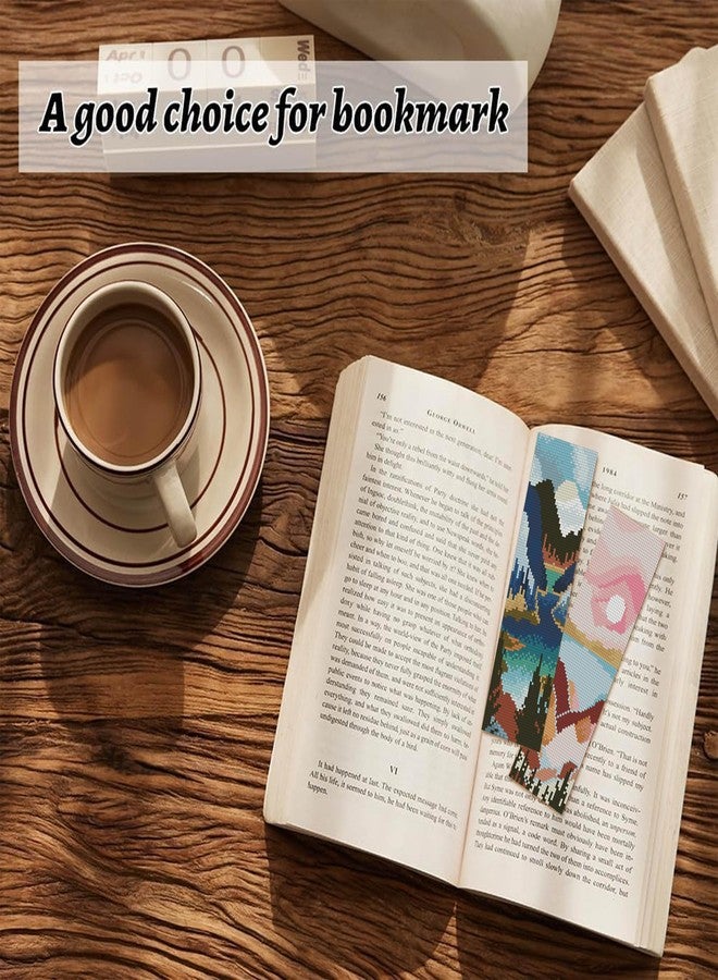 مجموعة NEGEKFKX المكونة من 6 قطع من فواصل الكتب المطرزة بالغرزة المتقاطعة، مناسبة للمبتدئين البالغين، تتضمن 14 غرزة متقاطعة، وهي مجموعة فواصل كتب مطبوعة ومطرزة. - Image 3