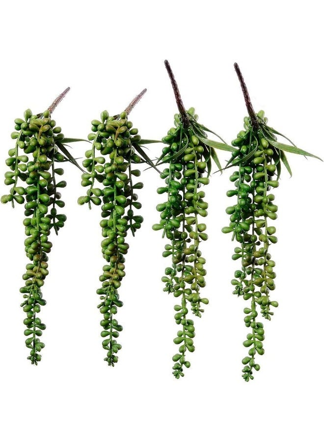 Supla 4 pcs Artificial Hanging Succulents Faux Burros Tail Picks Trailing String of Pearls Succulent Greenery Sprays 134 L for Basket Planter Centerpiece Floral Arrangement Indoor Outdoor Decor - Image 2