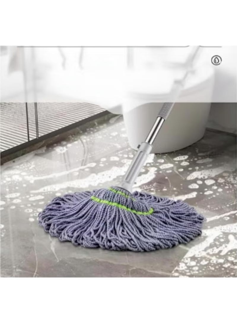 ممسحة لتنظيف الأرضيات ممسحة دوارة من الألياف الدقيقة بآلية ضغط ذاتية ومقبض استانليس متين قابل للتمديد ودوران 360 درجة منظف أرضيات للمنزل والمطبخ والحمام والمكتب تترك الاسطح جافة تماما (متعدد الالوان) - Image 2