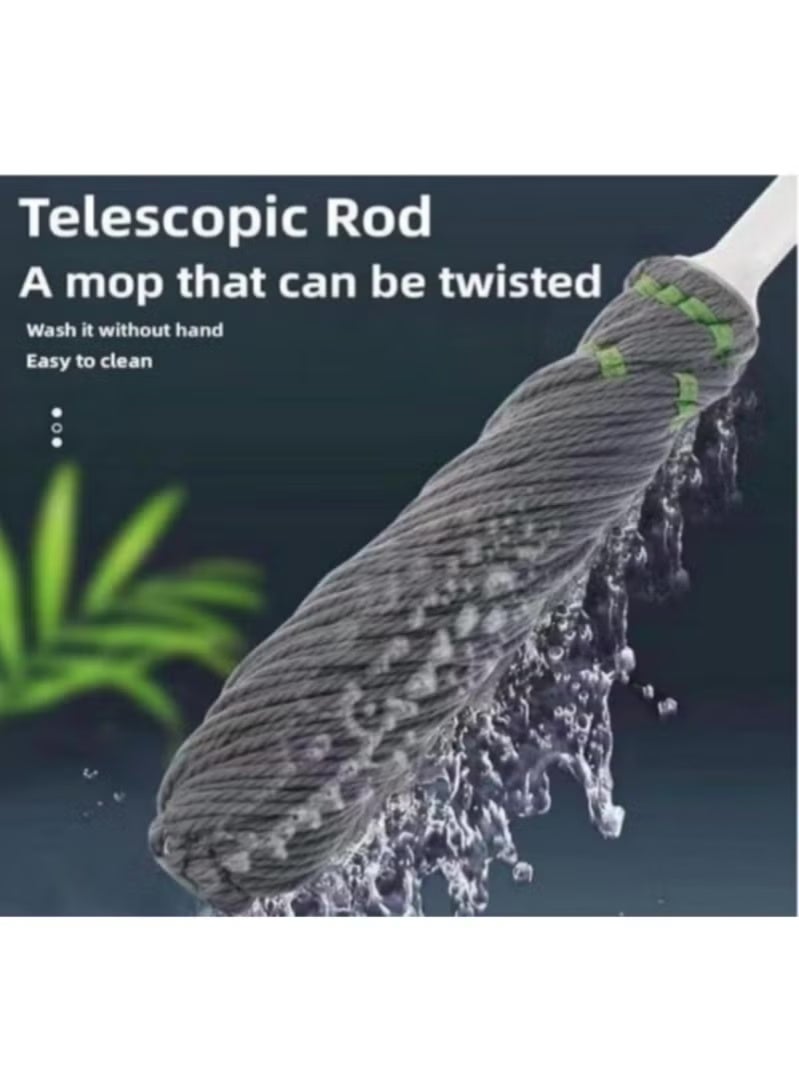 ممسحة لتنظيف الأرضيات ممسحة دوارة من الألياف الدقيقة بآلية ضغط ذاتية ومقبض استانليس متين قابل للتمديد ودوران 360 درجة منظف أرضيات للمنزل والمطبخ والحمام والمكتب تترك الاسطح جافة تماما (متعدد الالوان) - Image 3