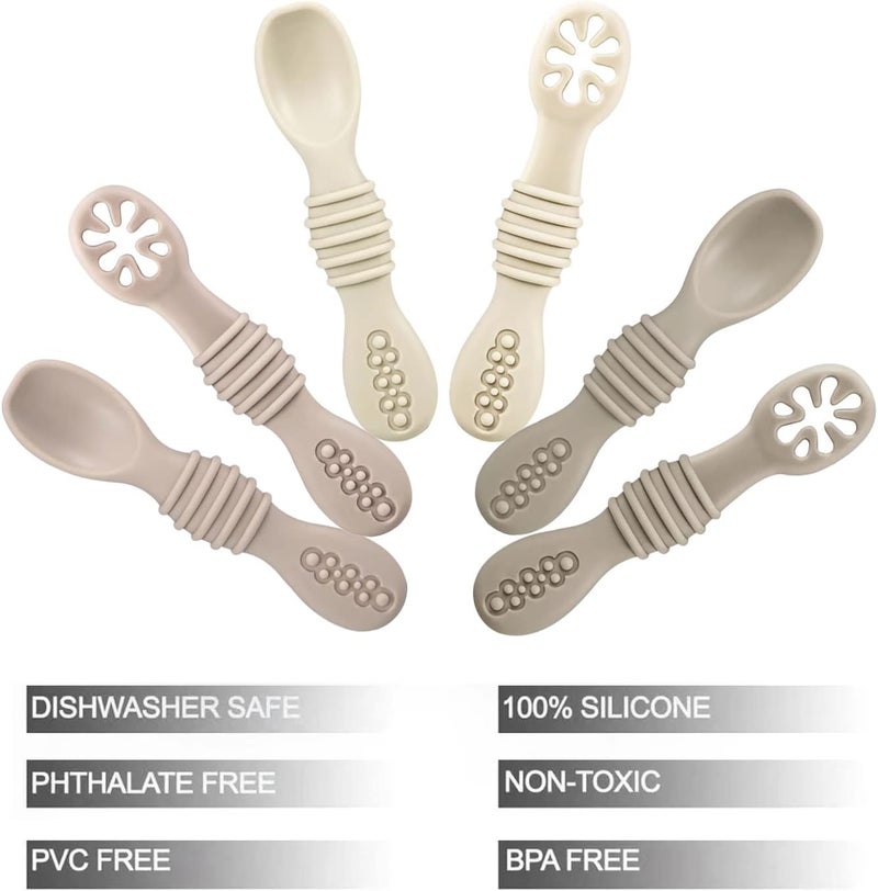 PandaEar Silicone Baby Spoons - 6 Pack Self Feeding Utensils for Infants and Toddlers - Image 2