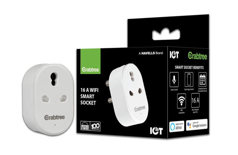 Havells 16 A Wi-Fi Smart Plug (White) with Voice Control & Energy Monitoring — Suitable for Large Appliances like Geysers, Heaters, OFRs, and Air Conditioners (Works with Alexa and Google Assistant) - Image 1