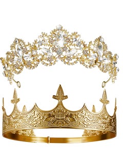 Excefore Antique Royal Crown, King Crown for Men, Baroque Queen Crown for Women, Medieval vintage Costume Accessories Suitable for Prom, Wedding Party, Birthday Party  - Image 1