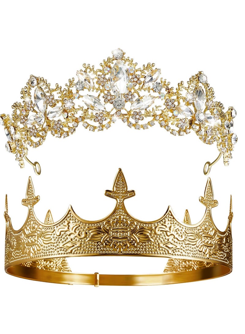 Excefore Antique Royal Crown, King Crown for Men, Baroque Queen Crown for Women, Medieval vintage Costume Accessories Suitable for Prom, Wedding Party, Birthday Party - Image 1