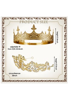 Excefore Antique Royal Crown, King Crown for Men, Baroque Queen Crown for Women, Medieval vintage Costume Accessories Suitable for Prom, Wedding Party, Birthday Party  - Image 2