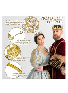 Excefore Antique Royal Crown, King Crown for Men, Baroque Queen Crown for Women, Medieval vintage Costume Accessories Suitable for Prom, Wedding Party, Birthday Party  - Image 3
