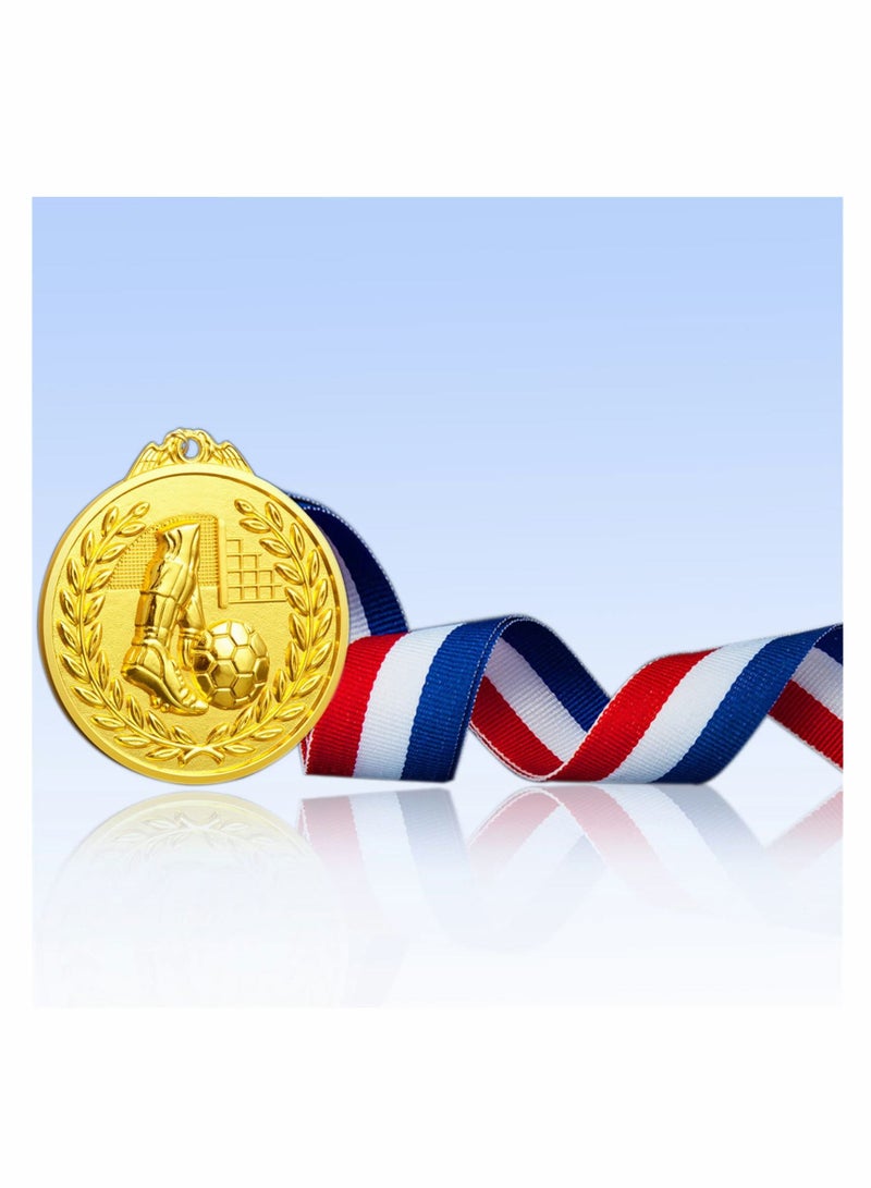 SYOSI Football Medals for Kids, of Gold Metal Medal with Tricolour Nylon Ribbon, Football Party Favours for Boys Children Adults (6-Pack) - Image 5