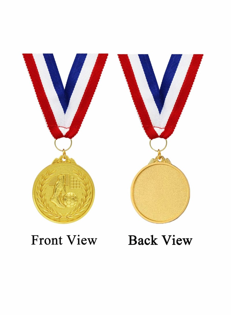 SYOSI Football Medals for Kids, of Gold Metal Medal with Tricolour Nylon Ribbon, Football Party Favours for Boys Children Adults (6-Pack) - Image 2