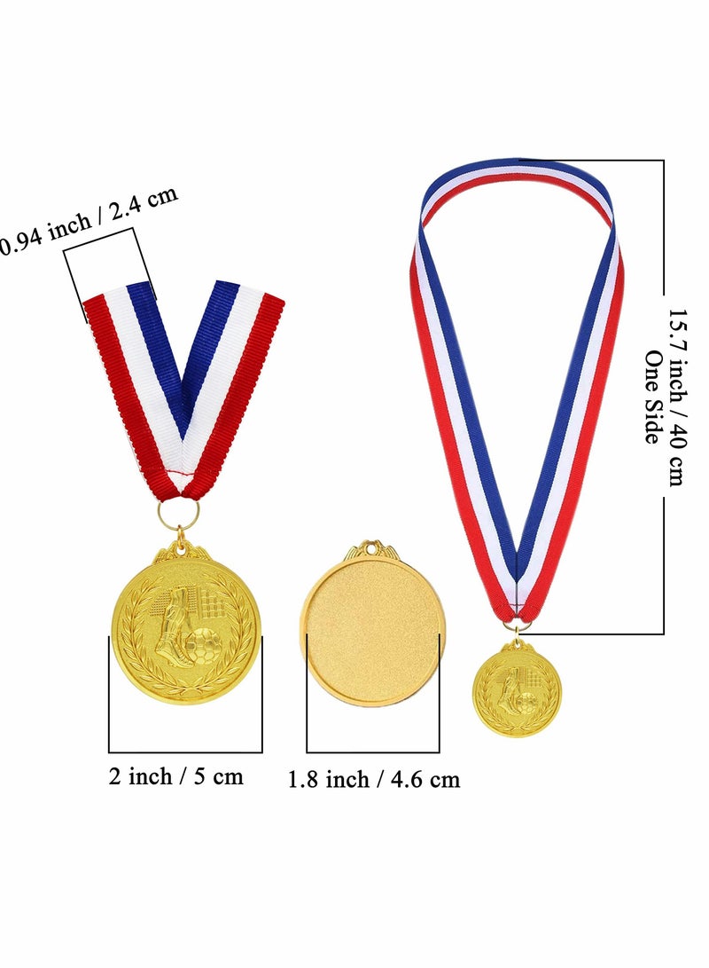 SYOSI Football Medals for Kids, of Gold Metal Medal with Tricolour Nylon Ribbon, Football Party Favours for Boys Children Adults (6-Pack) - Image 4