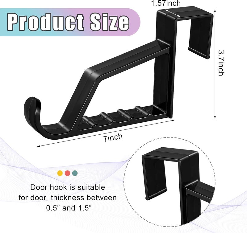 Maitys Space Saving Plastic Over Door Hooks Door Hanger Hooks Multi Hanging Storage Organizers Door Hangers Door Towel Hooks for Coats, Towels, Bags, Hats, Scarves Home Accessories (Black,4 Pieces) - Image 2
