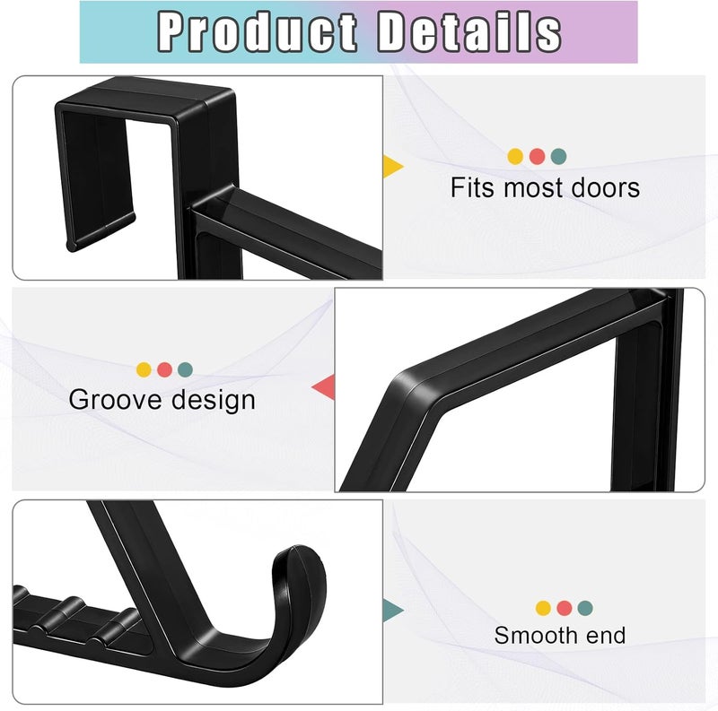 Maitys Space Saving Plastic Over Door Hooks Door Hanger Hooks Multi Hanging Storage Organizers Door Hangers Door Towel Hooks for Coats, Towels, Bags, Hats, Scarves Home Accessories (Black,4 Pieces) - Image 3