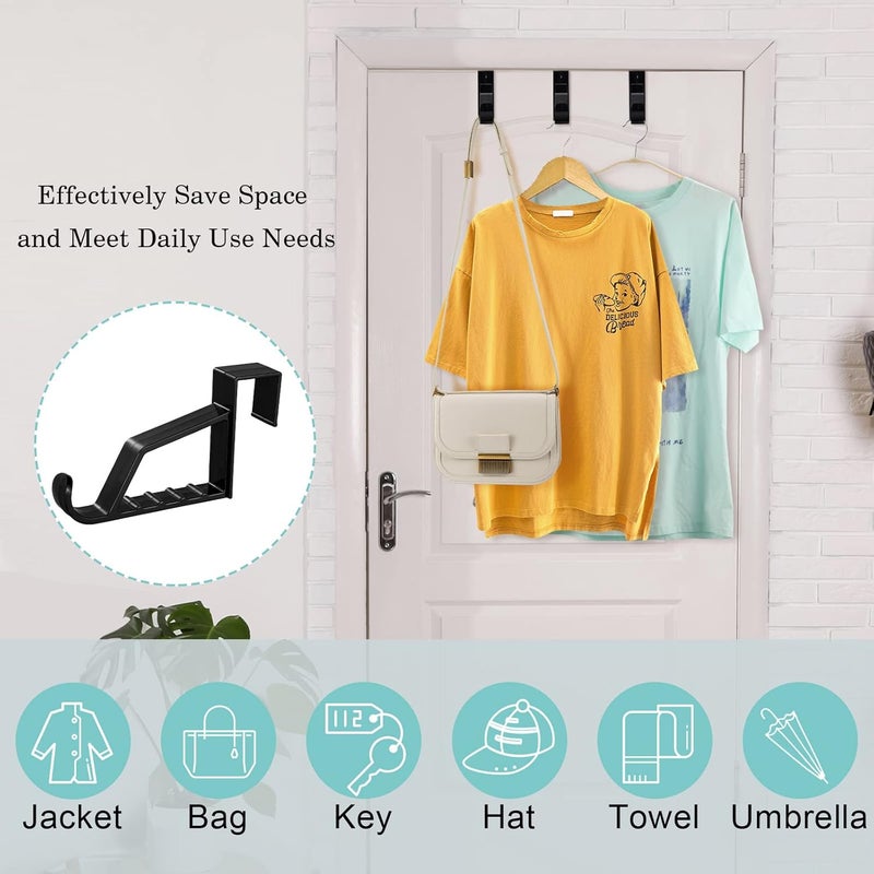 Maitys Space Saving Plastic Over Door Hooks Door Hanger Hooks Multi Hanging Storage Organizers Door Hangers Door Towel Hooks for Coats, Towels, Bags, Hats, Scarves Home Accessories (Black,4 Pieces) - Image 5
