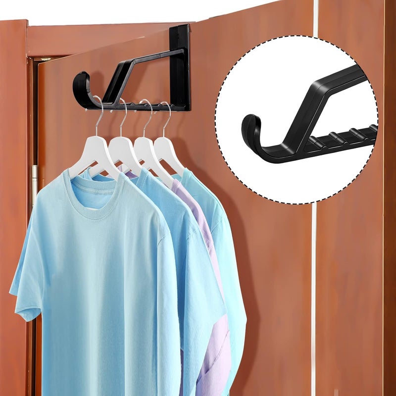 Maitys Space Saving Plastic Over Door Hooks Door Hanger Hooks Multi Hanging Storage Organizers Door Hangers Door Towel Hooks for Coats, Towels, Bags, Hats, Scarves Home Accessories (Black,4 Pieces) - Image 4