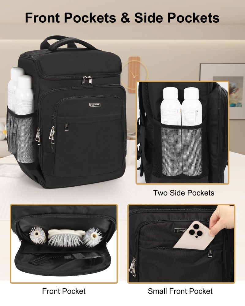 Relavel Barber Bag, Hair Tools Travel Bag, Barber Cases for Clippers and Supplies, Hairstylist Backpack Hairdresser Cosmetology Case for Hair Cutting Tools, Hair Salon Hairdresser Must Haves, Black - Image 5