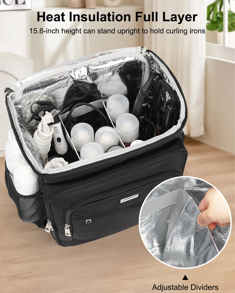 Relavel Barber Bag, Hair Tools Travel Bag, Barber Cases for Clippers and Supplies, Hairstylist Backpack Hairdresser Cosmetology Case for Hair Cutting Tools, Hair Salon Hairdresser Must Haves, Black - Image 4