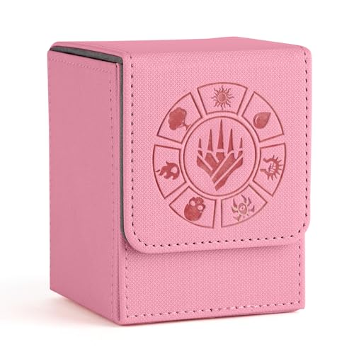 Arkeiliy Card Deck Box 110 Storage MTG Deck Box with 50 Pcs Card Sleeve Collectible Trading Card Cases for Magic Commander and More Pink - Image 1